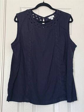 J. Jill Navy Sleeveless Cutout Neck Camisole